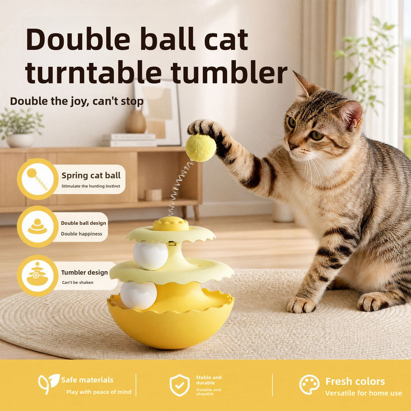 Double Ball Cat Turntable Toy
