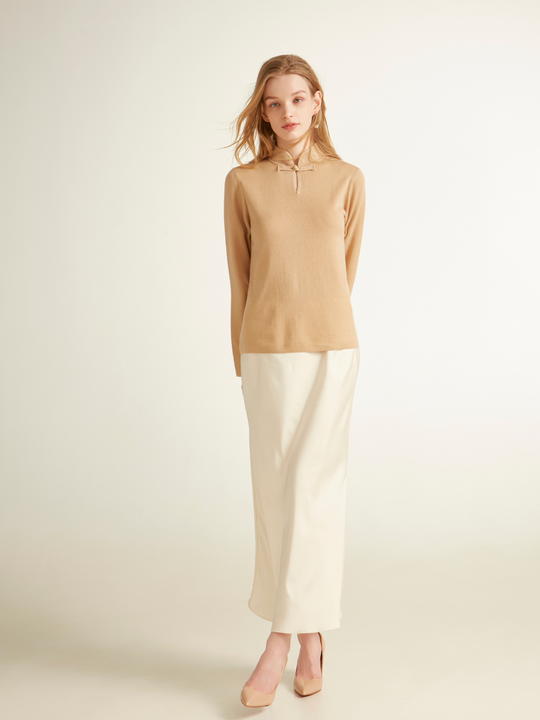 Knotted Wool Sweater Keyhole Design