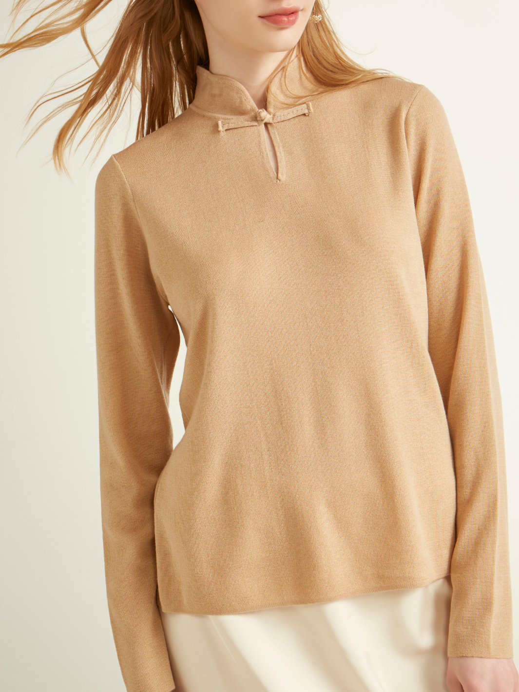 Knotted Wool Sweater Keyhole Design