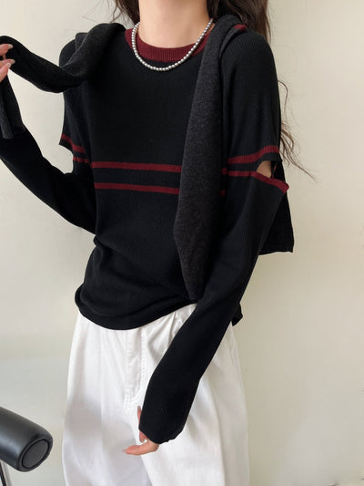 Cutout Detail Wool Sweater Minimal Bold