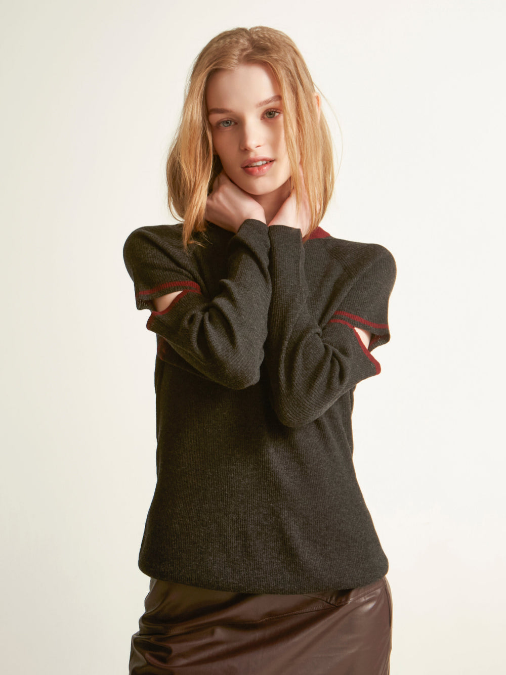 Cutout Detail Wool Sweater Minimal Bold