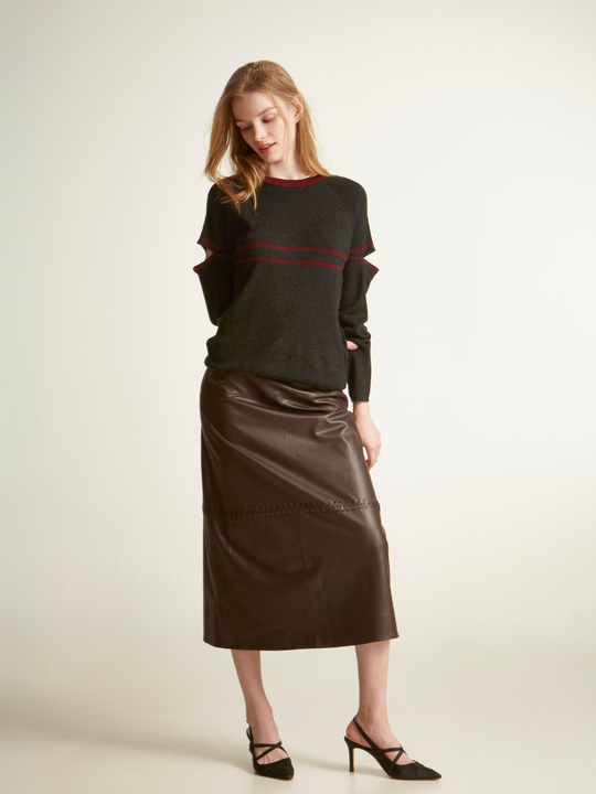 Cutout Detail Wool Sweater Minimal Bold