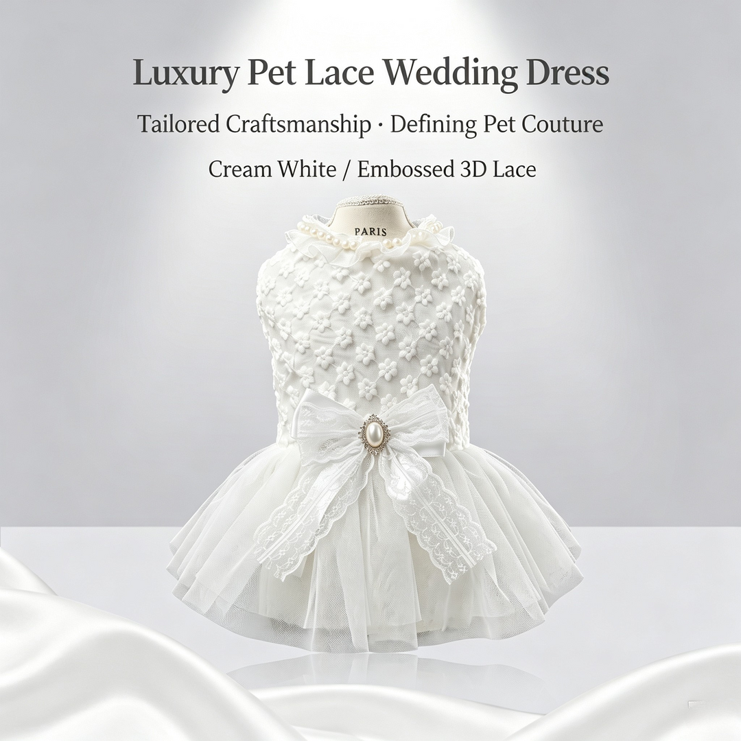 Luxury Pet Lace Wedding Dress