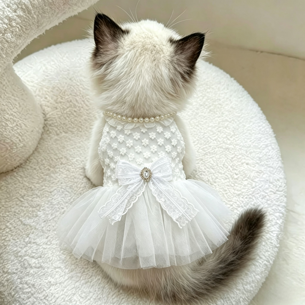 Luxury Pet Lace Wedding Dress