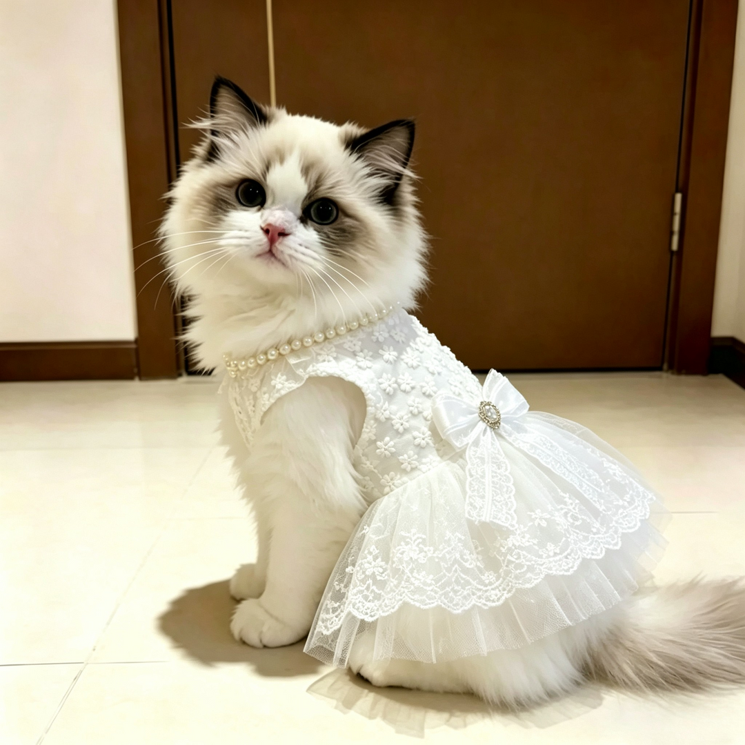 Luxury Pet Lace Wedding Dress