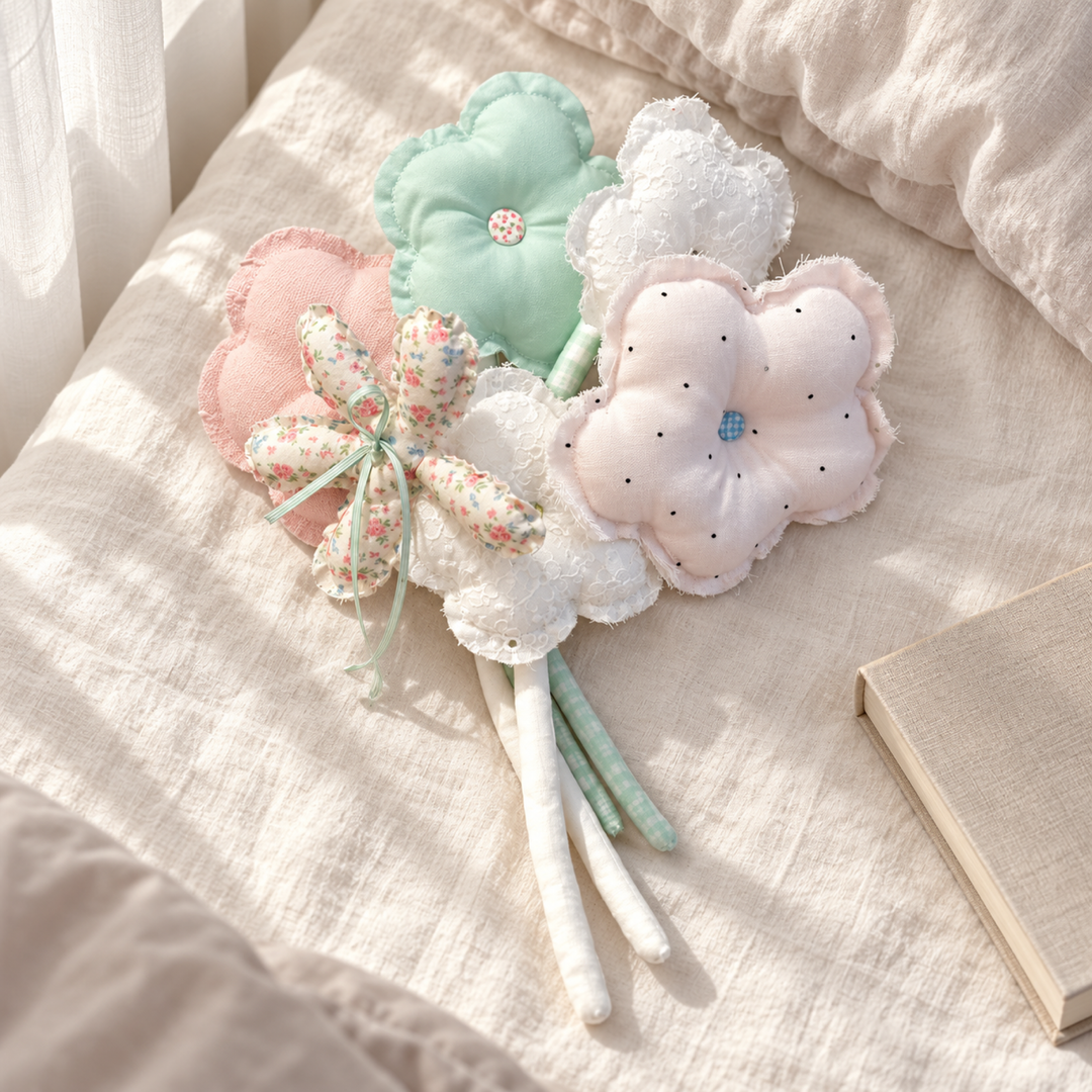 MiRANcle P01 handmade fabric bouquet — home setting
