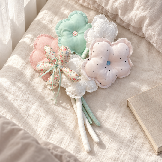 MiRANcle P01 handmade fabric bouquet — home setting