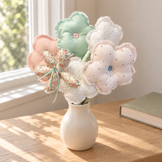 MiRANcle P01 handmade fabric bouquet — alternate home setting