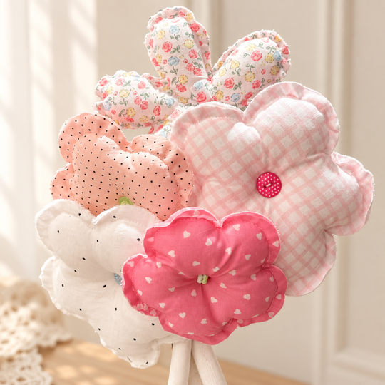 MiRANcle P03 handmade fabric bouquet — fabric and handwork detail