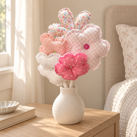MiRANcle P03 handmade fabric bouquet — alternate home setting
