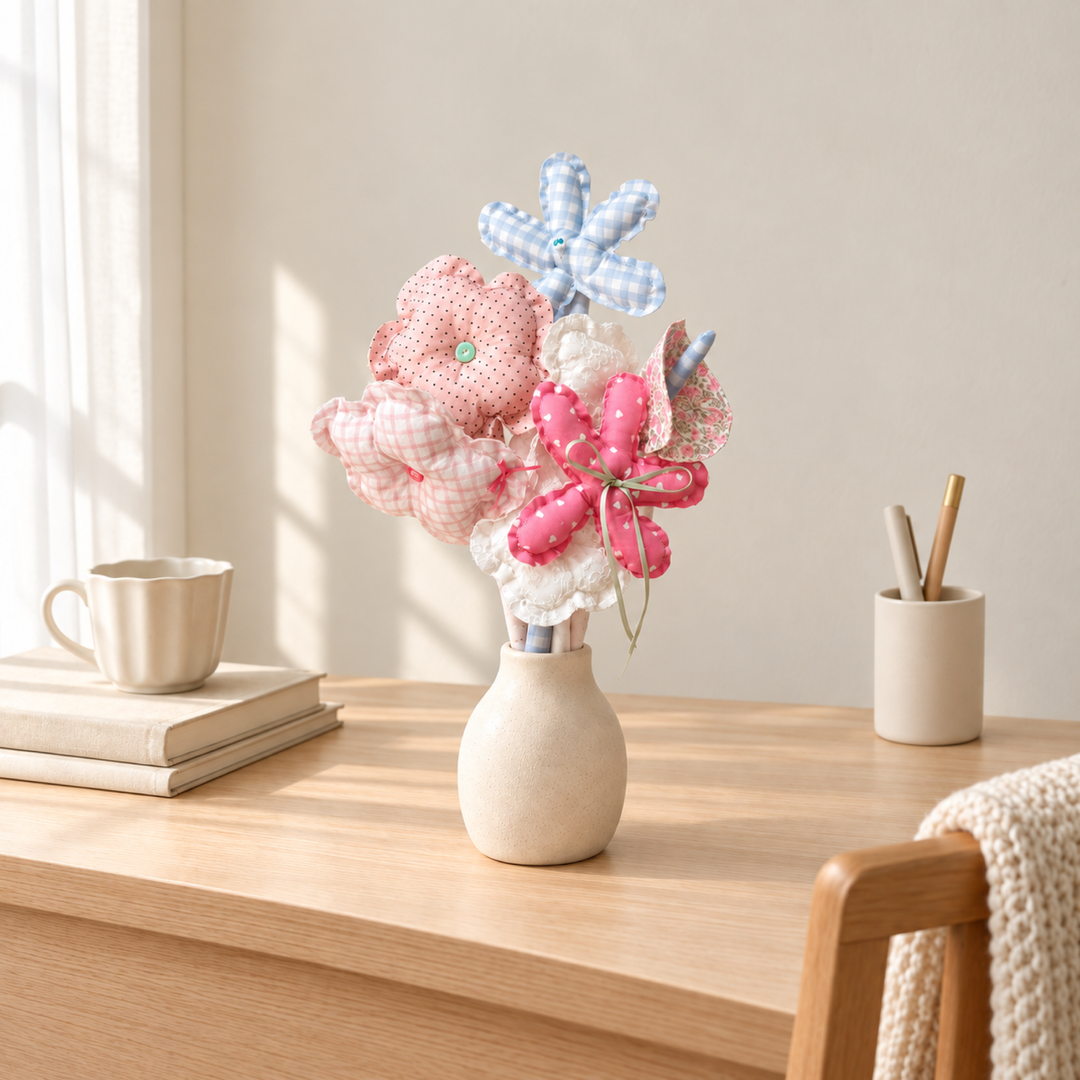 MiRANcle P08 handmade fabric bouquet — alternate home setting