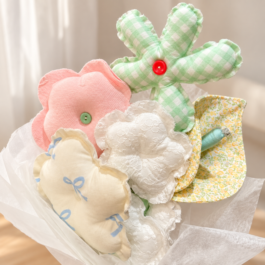 MiRANcle P09 handmade fabric bouquet — fabric and handwork detail