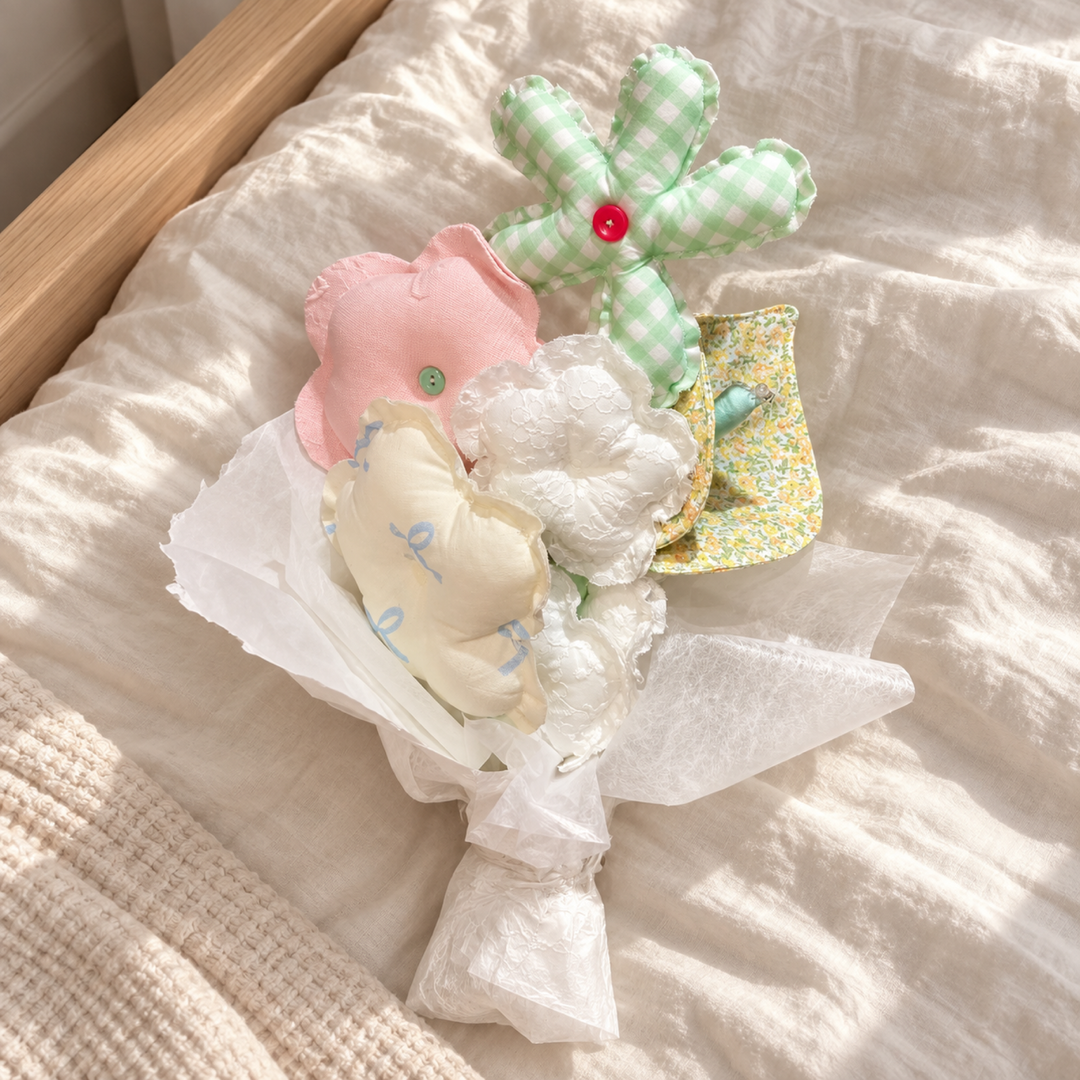 MiRANcle P09 handmade fabric bouquet — home setting