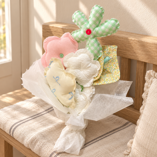 MiRANcle P09 handmade fabric bouquet — alternate home setting