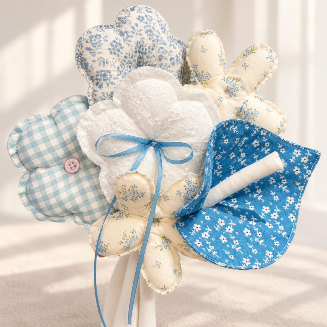 MiRANcle P12 handmade fabric bouquet — fabric and handwork detail