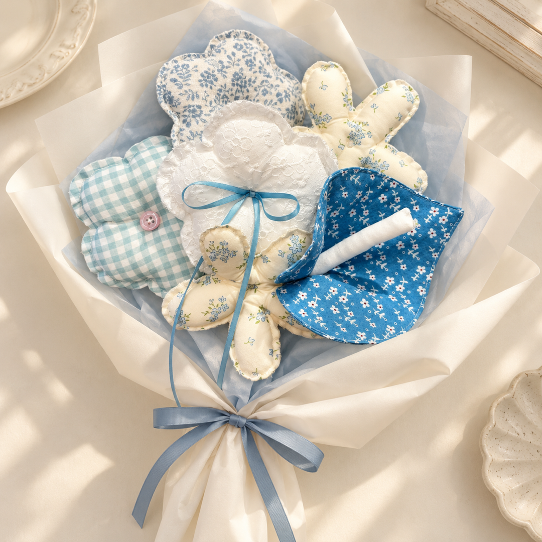 MiRANcle P12 handmade fabric bouquet — paper-wrapped styling