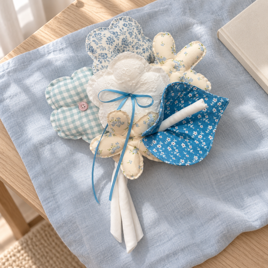 MiRANcle P12 handmade fabric bouquet — home setting